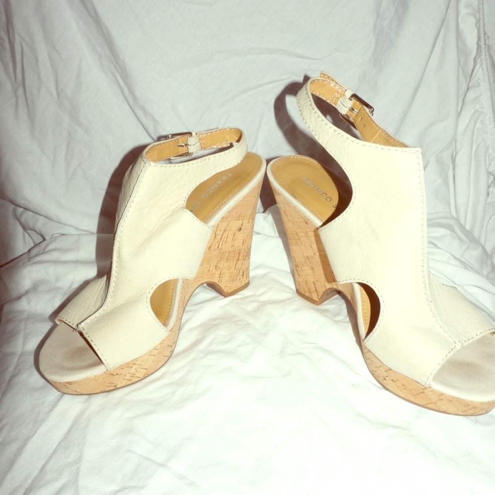 Franco Sarto Beige Suede Wedges